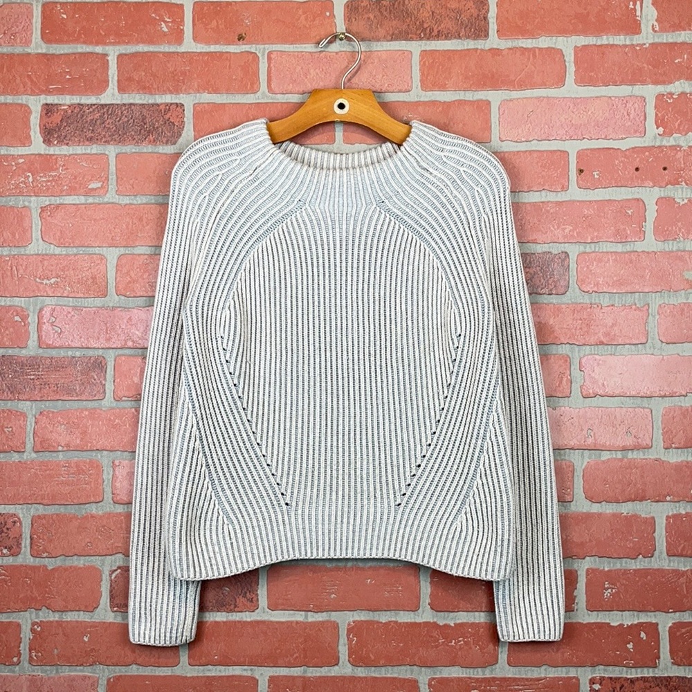 Athleta Rockland Gray Ribbed Cotton Blend Mock Neck Pullover Sweater XS